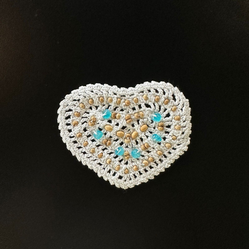 Aplique Coração de Crochê Bordado - 162