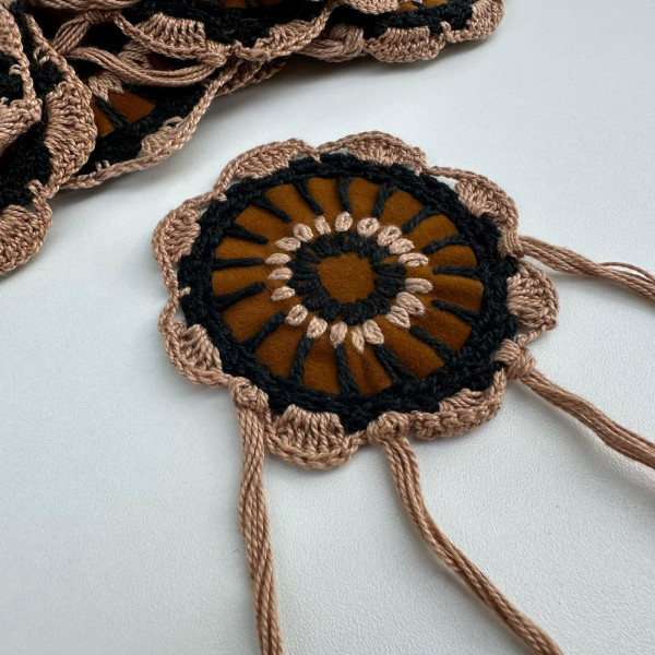 Aplique Boho Bordado em Crochê - 236 Aplique Boho Bordado em Crochê - 236