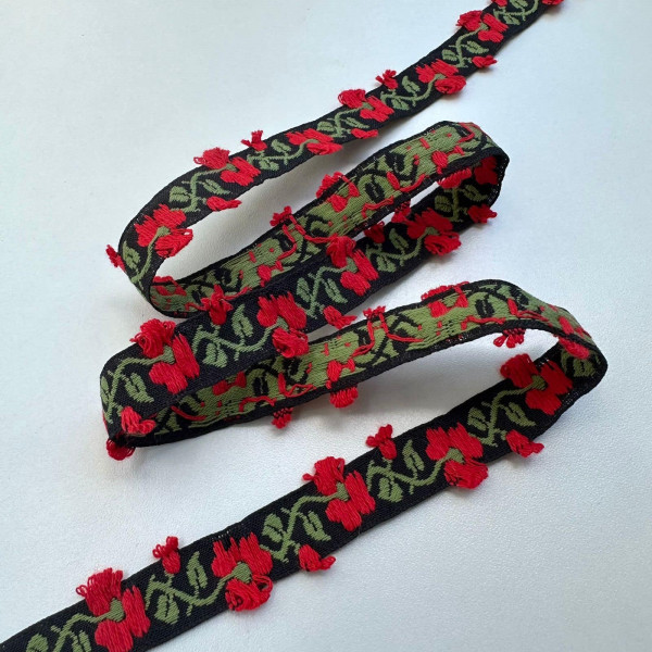 Fita Galão Boho - Bordada 3D - 1,5cm - 617