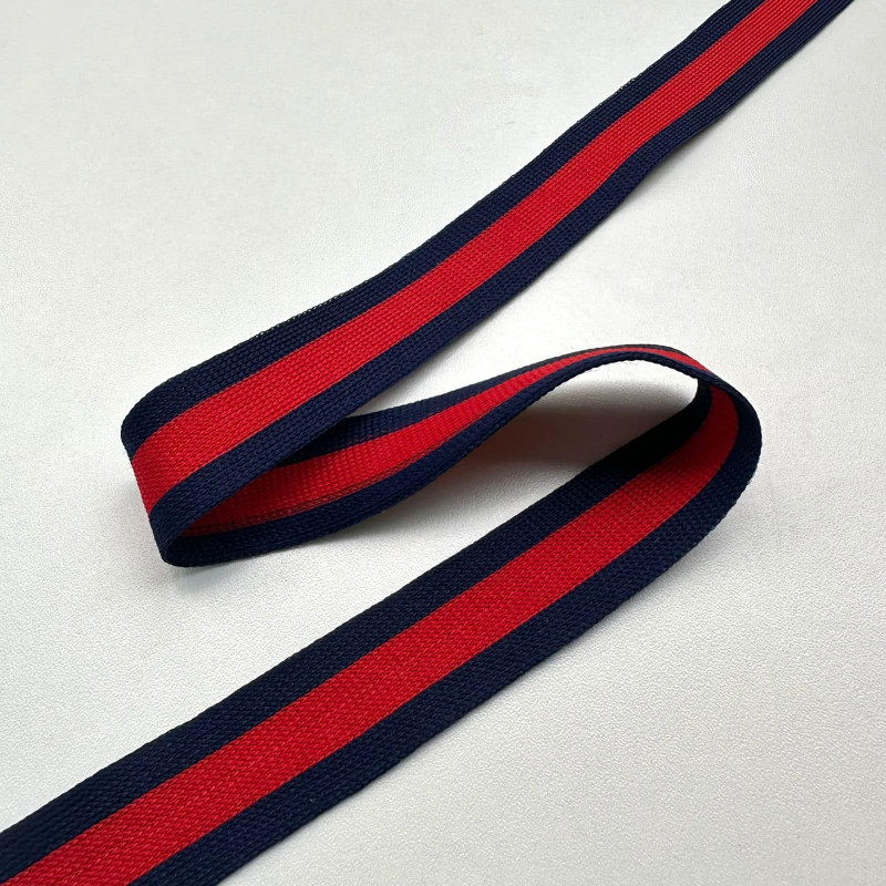 Faixa Galão de Tricô - Marinho / Vermelho - 2cm - 601 Faixa Galão de Tricô - Marinho / Vermelho - 2cm - 601