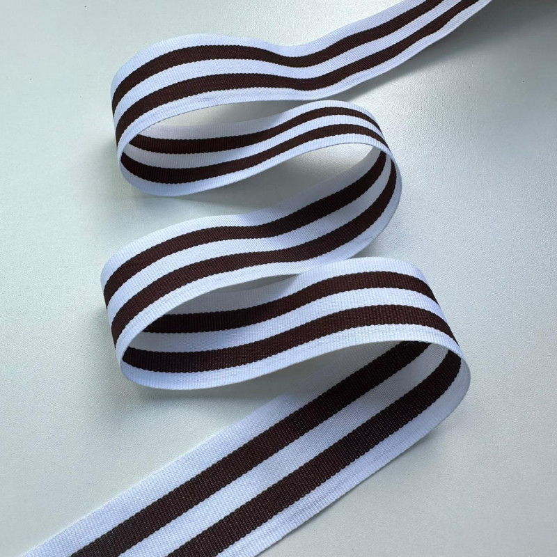 Fita Gorgurão - Off / Marrom - 3,5cm - 605 Fita Gorgurão - Off / Marrom - 3,5cm - 605