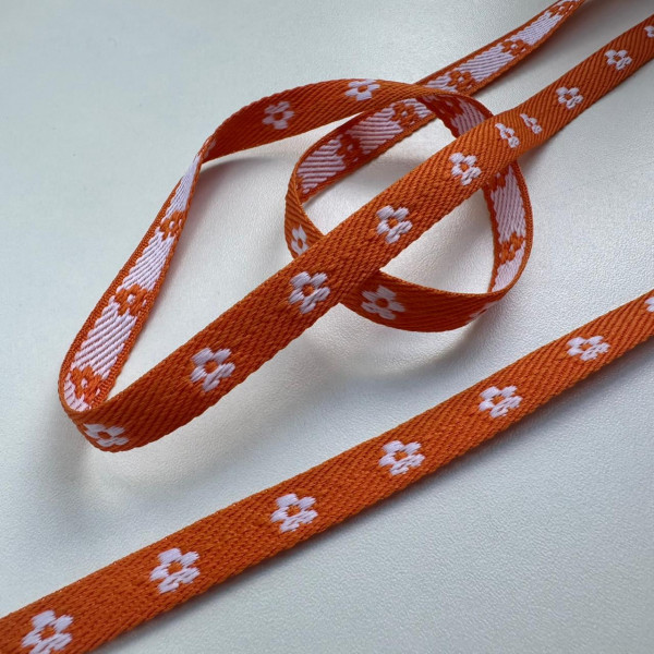 Fita Cadarço - Grega - Laranja / Off - 1cm - 637