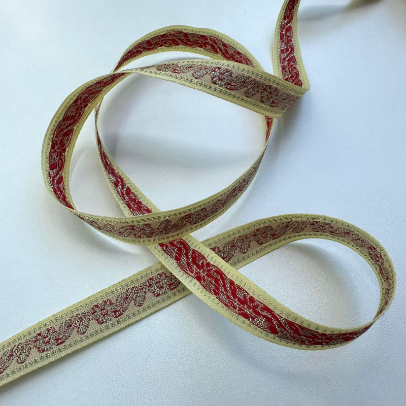 Fita Grega Bordada - Galão Texturizada - Amarelo Manteiga - 1,5cm - 664