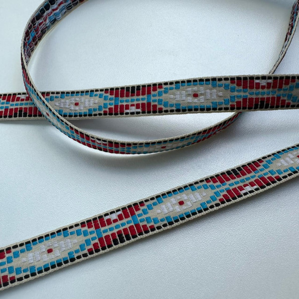 Fita Galão - Bordada Geométrico Texturizado - 1,4cm - 654