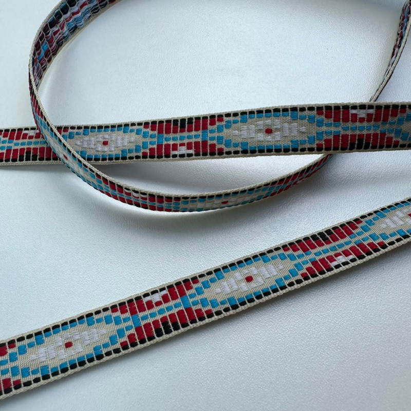 Fita Galão - Bordada Geométrico Texturizado - 1,4cm - 654 Fita Galão - Bordada Geométrico Texturizado - 1,4cm - 654