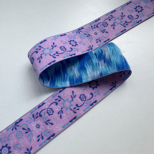 Fita Grega Bordada - Galão Base Rosa Claro - 3,7cm - 653