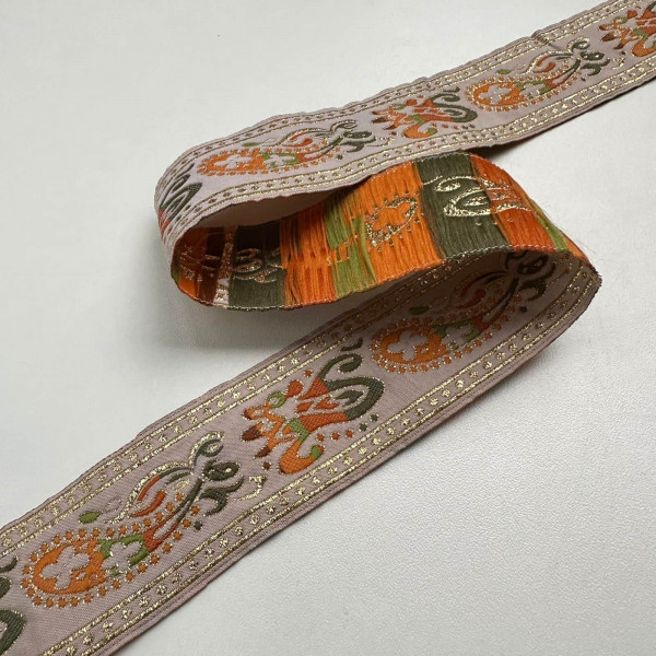 Fita Galão Indiana Bordada - Texturizada - 3,2cm - 670
