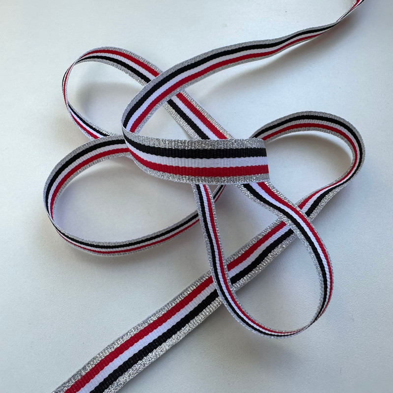 Fita Grega Listrada com Prata - 1,5cm - 676