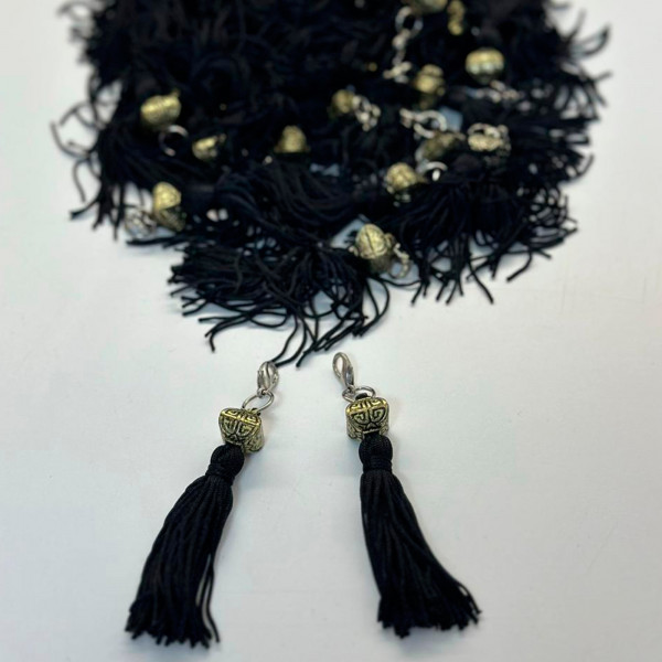 Tassel Preto com Borla de Metal - 465