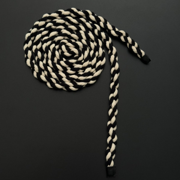 Cordão Trançado - Preto / Crú - com Ponteiras de Corino - 1,45m - 760
