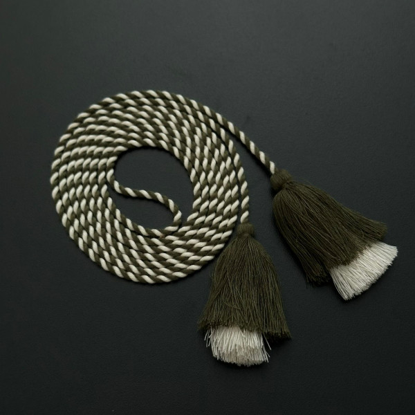 Cordão Trançado - Crú / Militar - com Tassel Duplo - 1,75m - 790