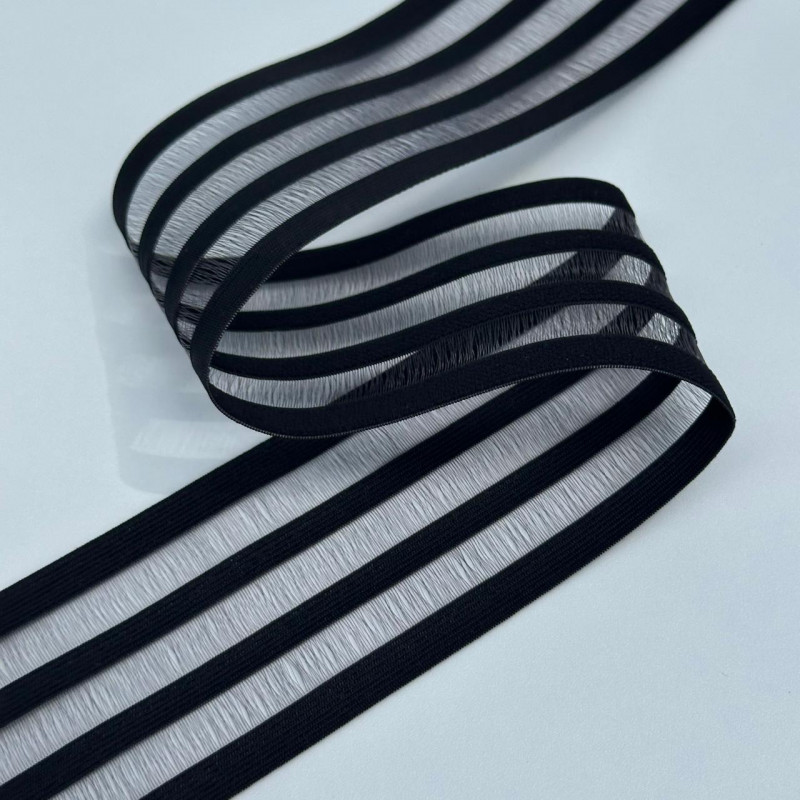 Elástico Santorini Nylon - Preto - 6cm - 714 Elástico Santorini Nylon - Preto - 6cm - 714