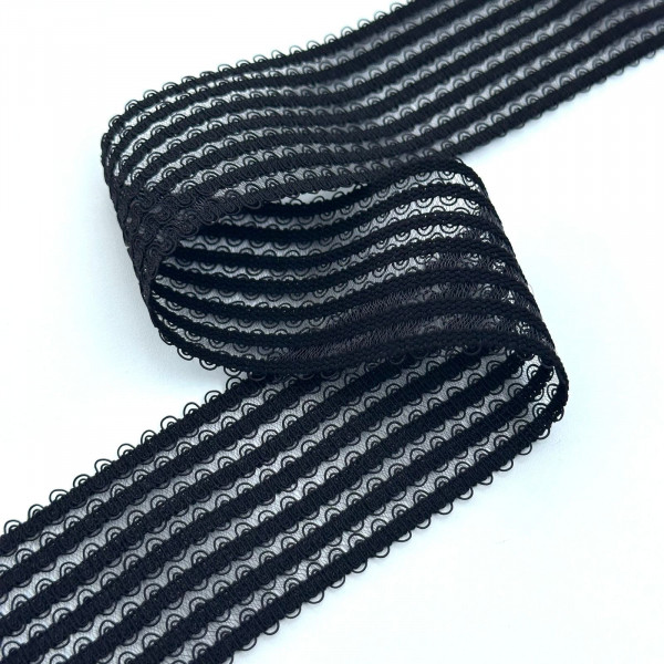 Elástico Santorini Nylon - Ponto Curva - Preto - 5,5cm - 717