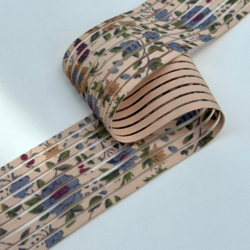 Elástico Santorini Nylon - Nude Estampado - 7,4cm - 716 Elástico Santorini Nylon - Nude Estampado - 7,4cm - 716