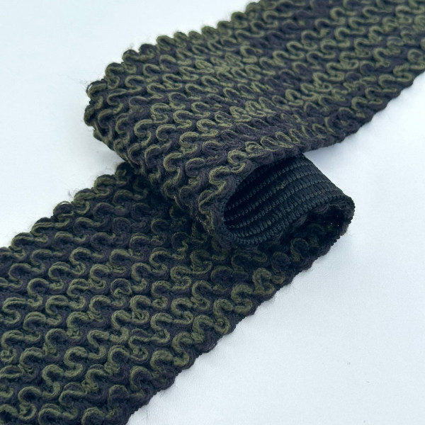 Faixa Elástico de Tricô - Ponto Curva - Militar / Preto - 8cm - 723