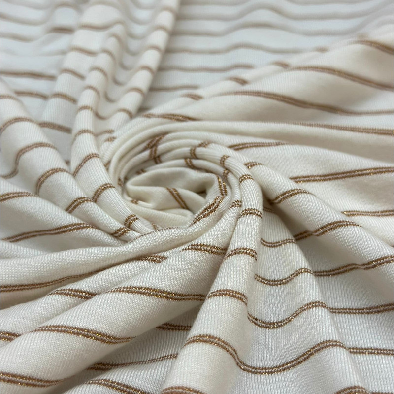 Último Corte - 1,90m - Viscolycra - Off White com Lurex Cobre