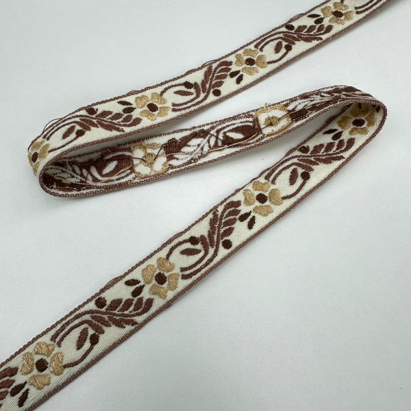 Fita Galão Boho - Borado - Crú / Marrom / Nude - 1,9cm - 614