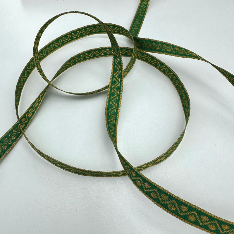 Fita Galão Indiana - Dourado / Verde - 1cm - 636