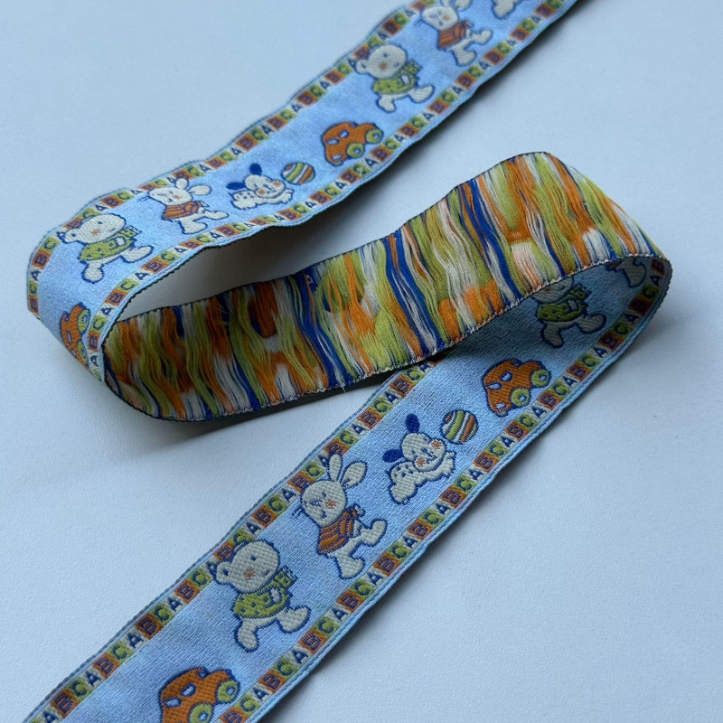 Fita Galão - Estampa Infantil Azul - 3,2cm - 662