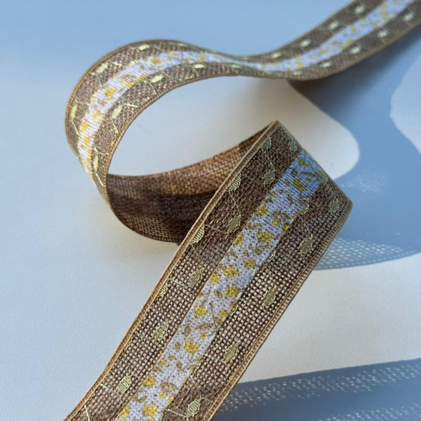 Fita de Juta Floral - Amarelo - 4cm - 821 Fita de Juta Floral - Amarelo - 4cm - 821