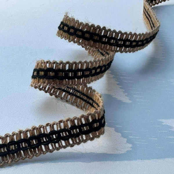 Entremeio de Sisal com Algodão - Preto - 1,5cm - 810