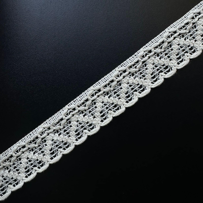 Barrado de Renda de Algodão - Crú - 3,5cm - 827 Barrado de Renda de Algodão - Crú - 3,5cm - 827