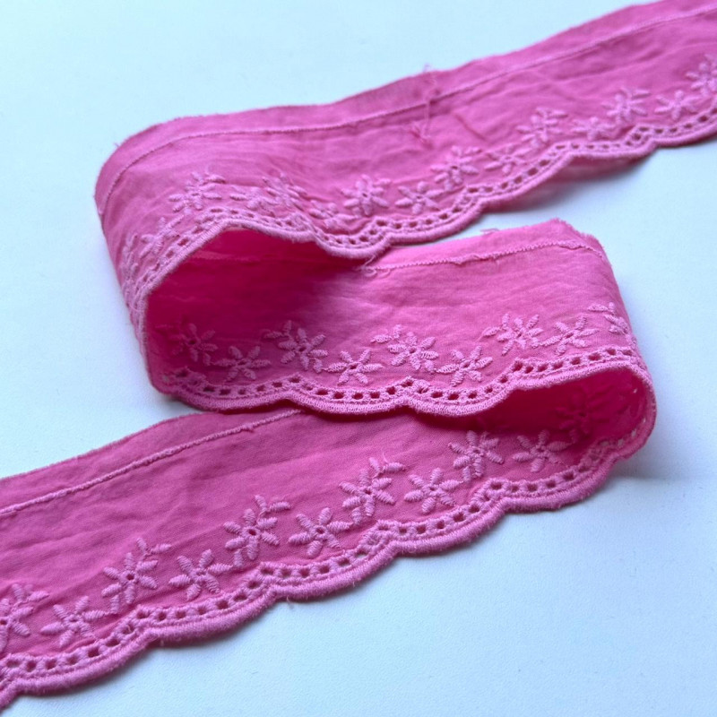 Barrado de Laise - Rosa - 100% Algodão - 5cm - 830 Barrado de Laise - Rosa - 100% Algodão - 5cm - 830