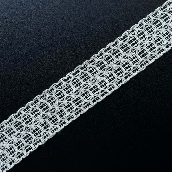 Entremeio de Algodão - Tela Trançada - 3,7cm - 832 Entremeio de Algodão - Tela Trançada - 3,7cm - 832