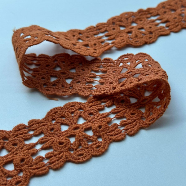 Entremeio de Guipure de Algodão - Terracota - 5cm - 835