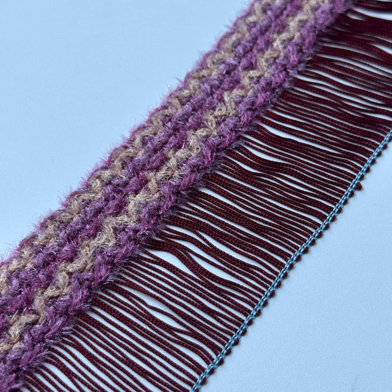 Franja com Acabamento em Borla - Vinho - 7cm - 878