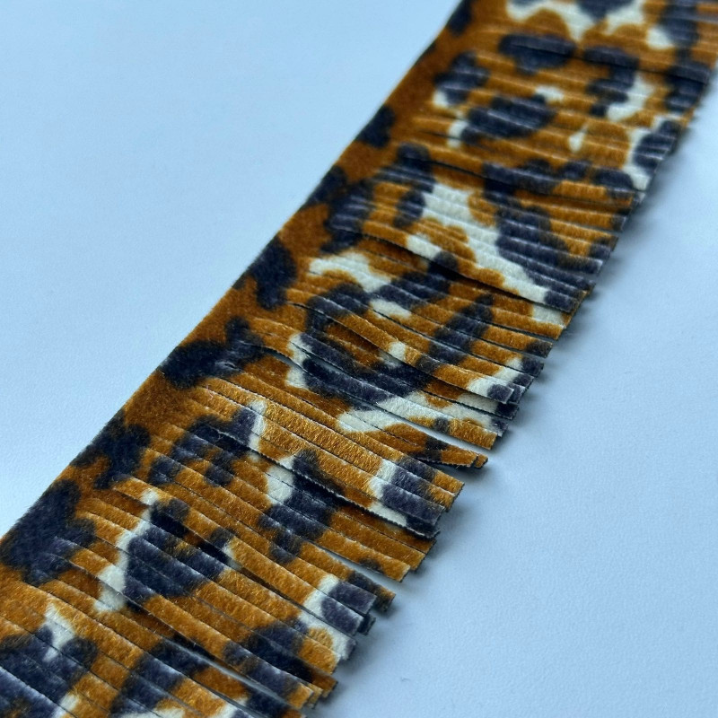 Franja de Veludo - Leopardo - 5cm - 876