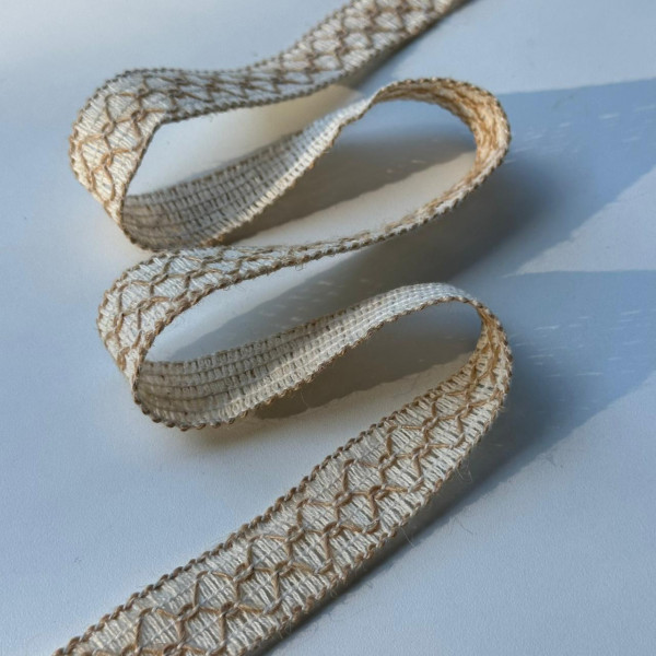 Entremeio de Algodão - Bordado com Fio de Juta - 2,5cm - 816