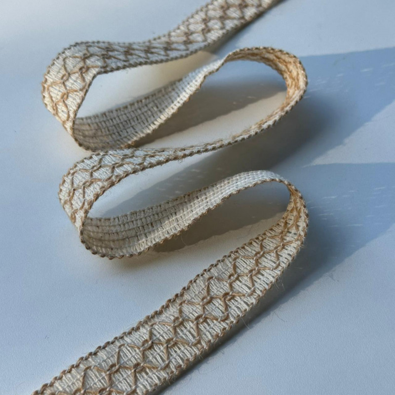 Entremeio de Algodão - Bordado com Fio de Juta - 2,5cm - 816 Entremeio de Algodão - Bordado com Fio de Juta - 2,5cm - 816