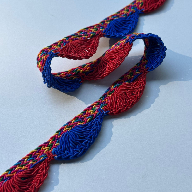 Barrado Trançado de Macramê Mexicano - Soutaches Multicoloridos - 3cm - 886