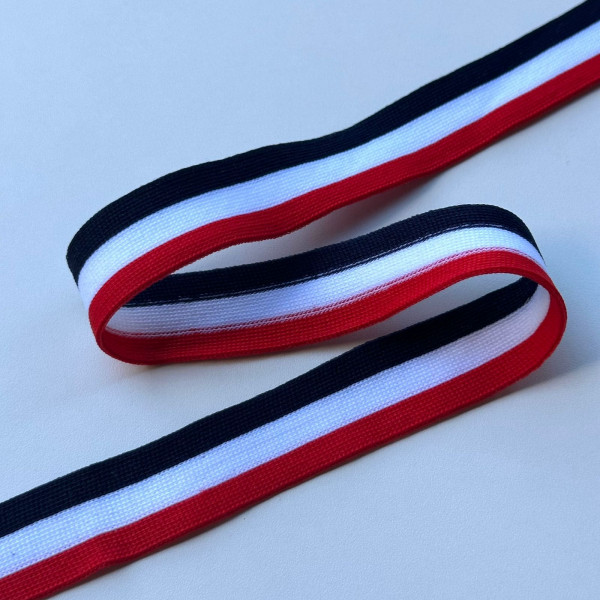 Faixa Galão de Tricô - Marinho / Vermelho / Branco - 2,5cm - 600