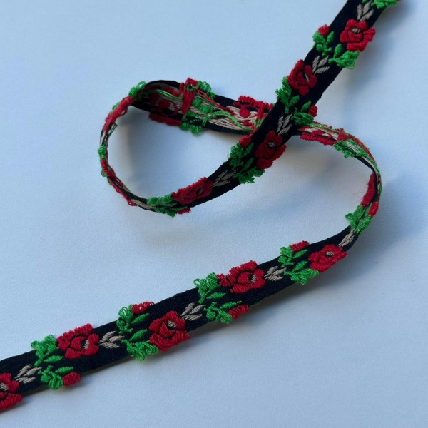 Fita Galão Boho - Bordada 3D - 1,5cm - 618