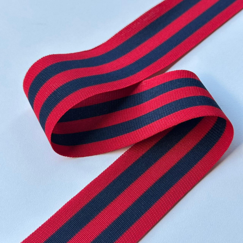 Faixa Cadarço Marinho / Vermelho - 4cm - 608 Faixa Cadarço Marinho / Vermelho - 4cm - 608