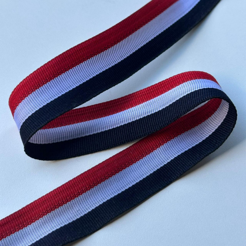 Faixa Galão Preto / Branco / Vermelho - 3cm - 609