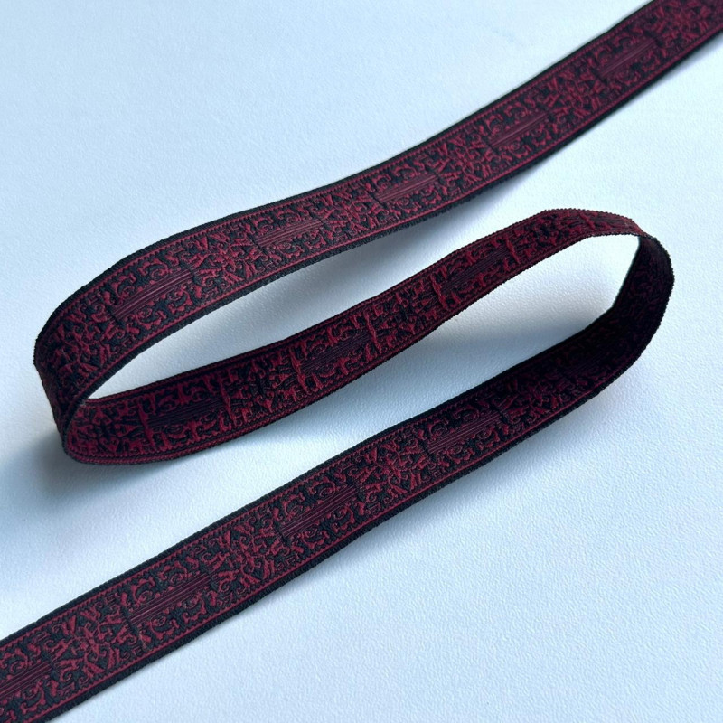 Fita Grega - Galão Vintage - Vinho / Preto - 1,5cm - 658