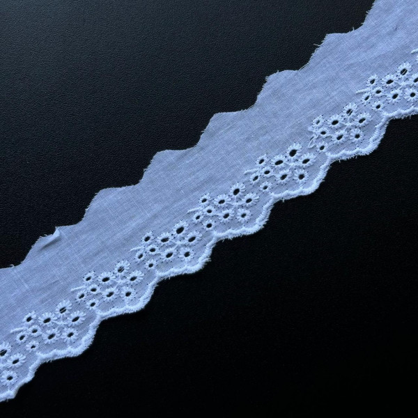 Barrado de Laise Branca - 100% Algodão - 4cm - 828 Barrado de Laise Branca - 100% Algodão - 4cm - 828