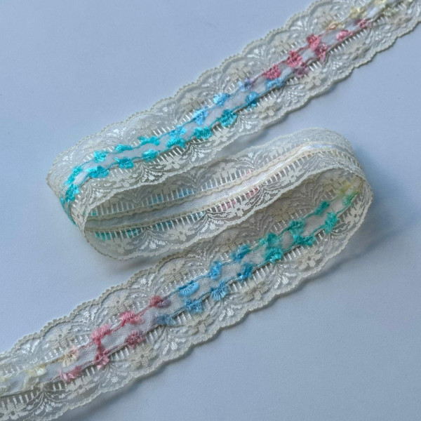 Entremeio de Renda com Fita Bordada - 4cm - 881 Entremeio de Renda com Fita Bordada - 4cm - 881