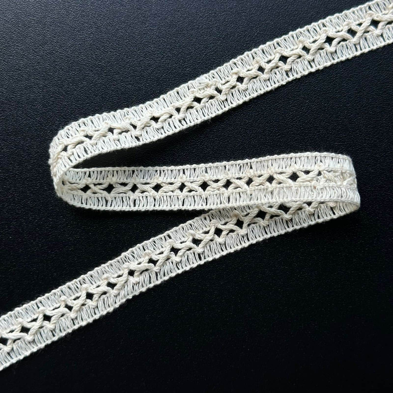 Entremeio de Ponto Palito Trançado - Crú - 1,5cm - 870