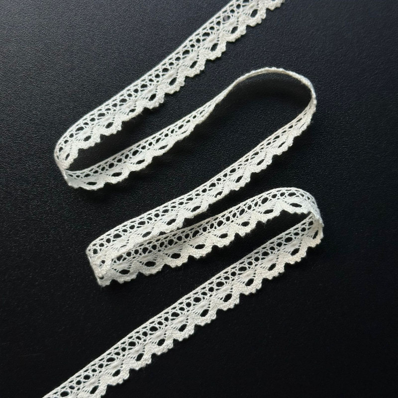 Barrado de Renda de Algodão - Crú - 1,3cm - 865 Barrado de Renda de Algodão - Crú - 1,3cm - 865