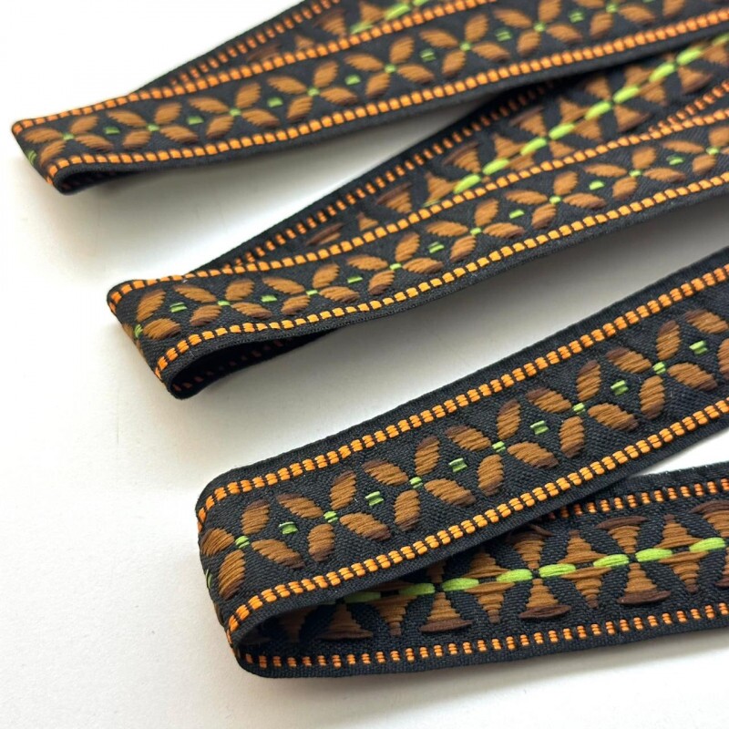 Fita Galão Bordada - Boho Vintage - Preto