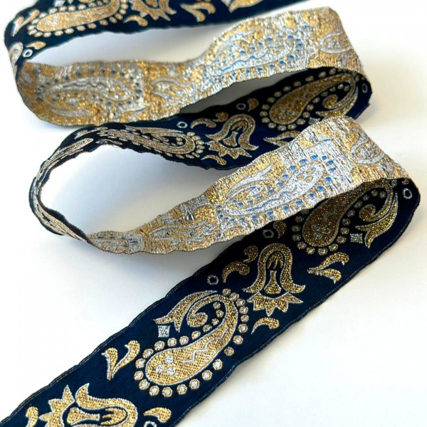 Fita Grega - Galão Texturizada Paisley Dourado - 3,5cm - 387