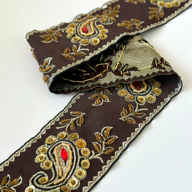 Galão Bordado - Indiano Paisley - 6cm - 398