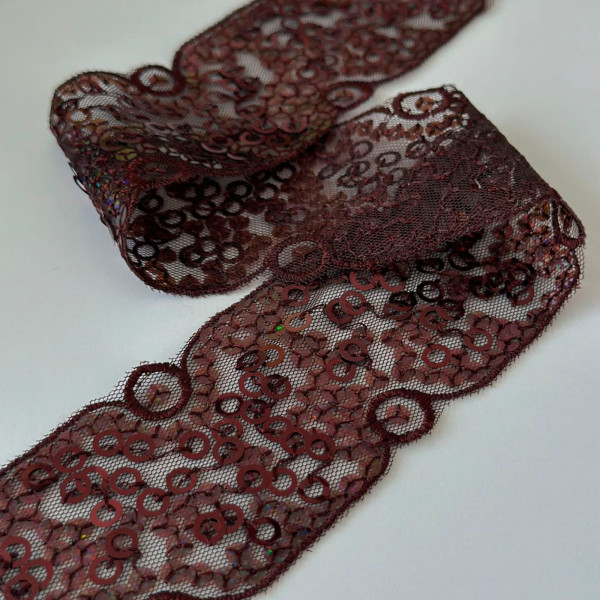 Faixa de Tule Bordado com Paetês - 5,7cm - 412