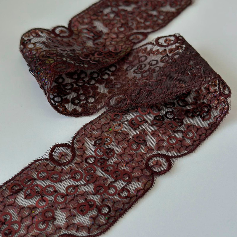 Faixa de Tule Bordado com Paetês - 5,7cm - 412 Faixa de Tule Bordado com Paetês - 5,7cm - 412