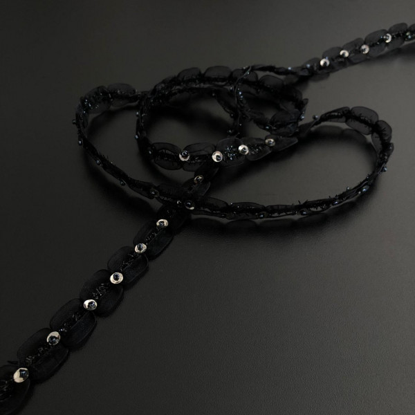 Fita de Organza Trançada e Bordada - 1,5cm - 416