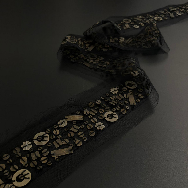 Faixa de Tule Bordada - 4cm - 408